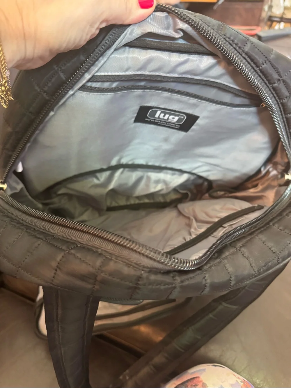 lug Black Quilted Duffel Tote Bag with lots of Pockets